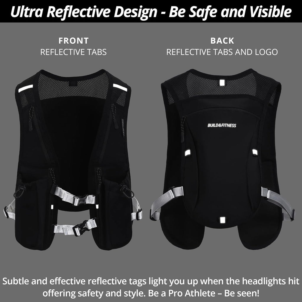 Skiennix Running Hydration Vest - Reflective, Quick Dry, Water-Resistant, 8 Pocket Design for Men & Women