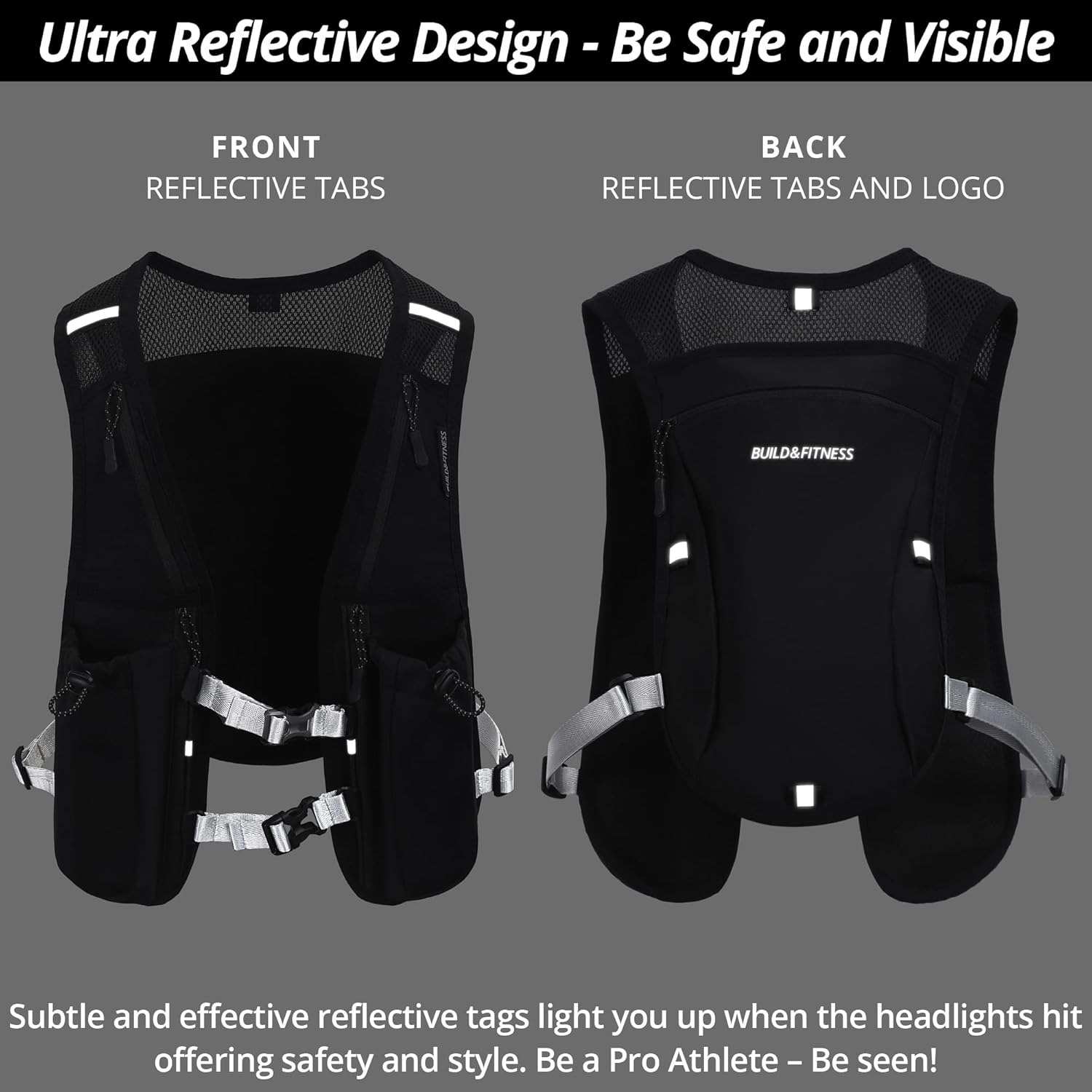 Skiennix Running Hydration Vest - Reflective, Quick Dry, Water-Resistant, 8 Pocket Design for Men & Women