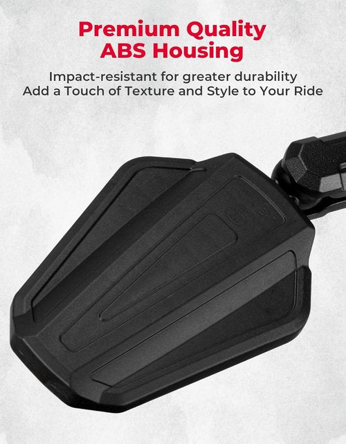 KEMIMOTO Universal Rearview Motorcycle Mirrors - Adjustable M8/M10 Bolt, 360° Convex Design, Foldable