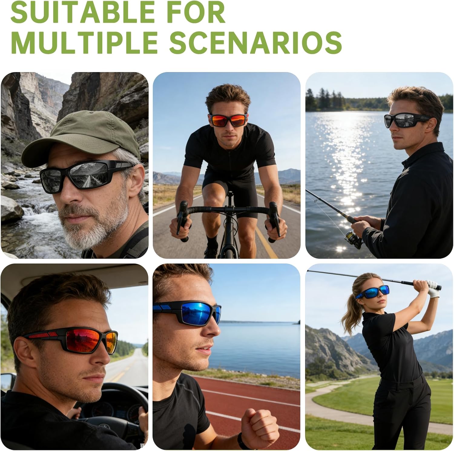 Polarized Sports Sunglasses - UV400 Protection for Men | Wrap-Around Design for Running, Fishing, Cycling