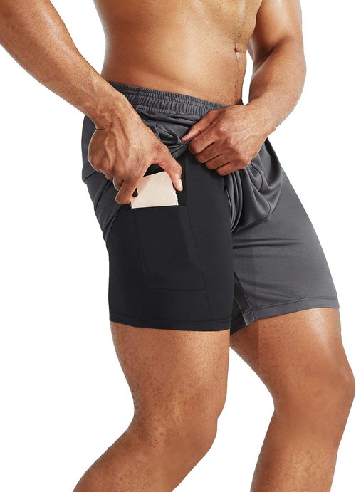 NELEUS Men's 2-in-1 Running Shorts - Dry Fit Workout Shorts with Pockets | Comfortable & Versatile