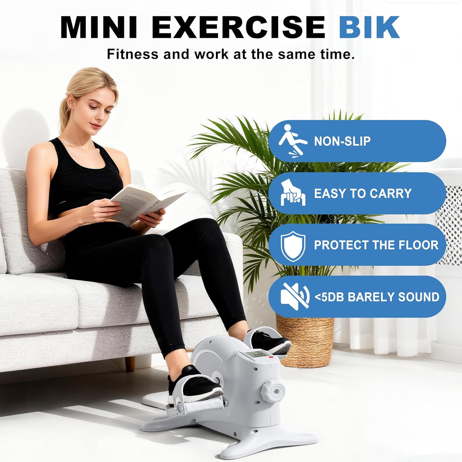Skiennix Mini Exercise Bike - Under Desk Elliptical Pedal Exerciser for Seniors | LCD Display, Compact Design