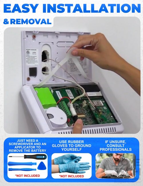 Rome Tech for 2GIG GO! Control Panel Wireless Alarm System – 2gig Battery Replacement 7.2V 2000mAh Rechargeable Lithium Ion Battery Compatible with Linear PERS-4200 Backup Power
