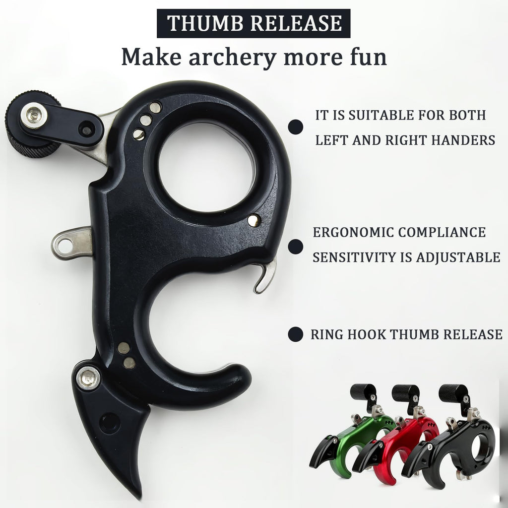 sntxmy Bow Release for Compound Bow, Archery Release Aids, Compound Bow Trigger Release, Button Thumb Release. (2 or 3 Finger Bow Release, Black)