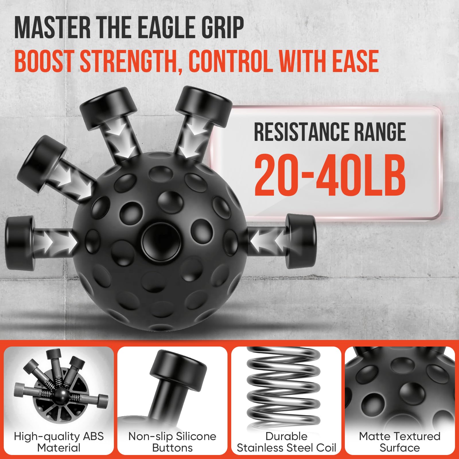 TEAWOO 4-Pack Grip Strength Trainer Kit, Adjustable Forearm Strengthener, Black Hand Grip Strengthener Balls, Finger Exerciser & Stretcher for Strength Training, Recovery & Flexibility