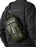 SEAFEW Sling Crossbody Backpack - Lightweight One Strap Bag with USB Charger Port | Olive Green