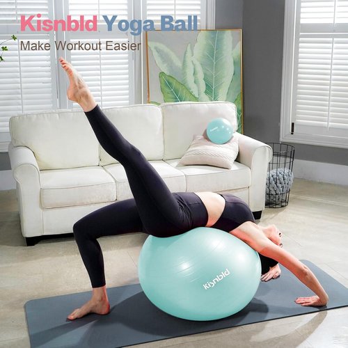 Kisnbld Exercise Ball - Extra Thick Anti-Burst Yoga Ball for Stability | 4 Sizes with Foot Pump