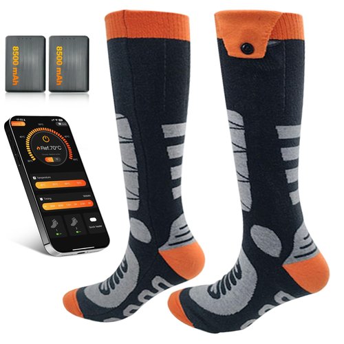 Heated Socks for Men Women with APP Control, Rechargeable Electric Warm Cold Weather Thermal Socks 4 Heating Levels for Hunting, Camping, Hiking, Skiing, Walking, Fishing, Cycling, Outdoor Work