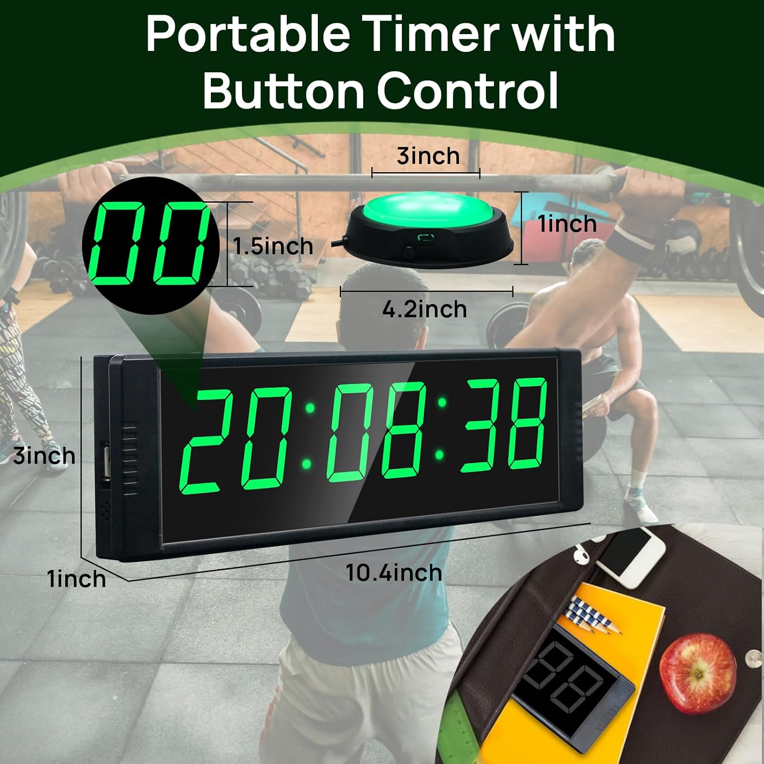 YZ Gym Clock - Digital Workout Timer with Remote | Interval Stopwatch & Countdown, 12/24H Display