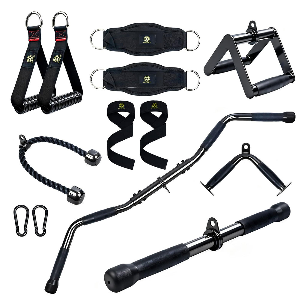 WNOEY LAT Pulldown Attachments, Cable Machine Attachment Gym Accessories, Cable Attachments for Gym, Home Gym Accessories (19PCS)
