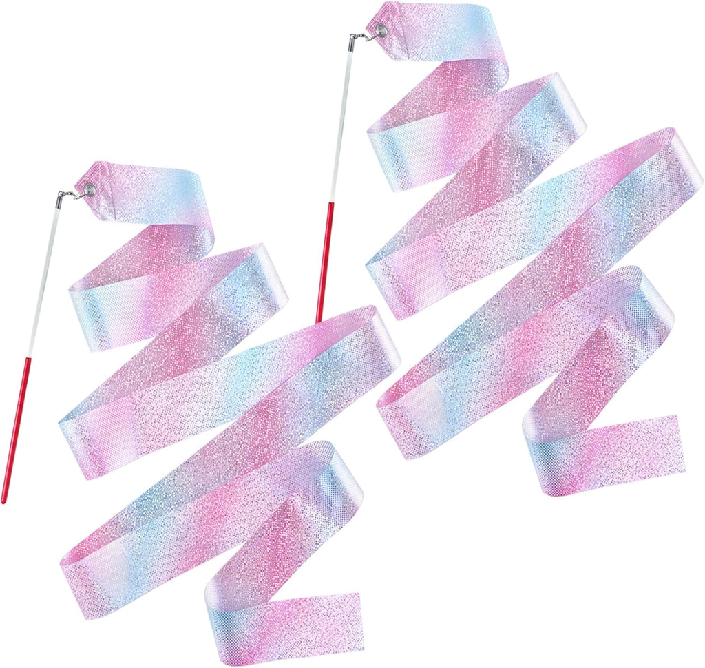 Skiennix Dance Ribbons - 78.7 Inch Twirling Gymnastics Ribbons for Birthday Parties | Sparkly Colors for Kids & Adults