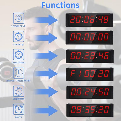 Large Stopwatch - LED Digital Timer with Remote & Countdown Buzzer | Perfect Gym Clock for Home Workouts