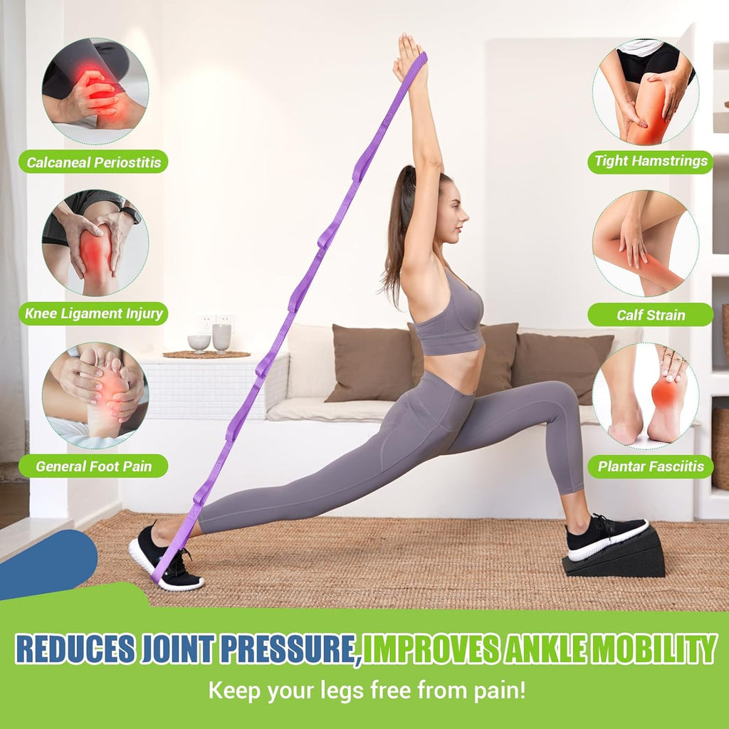 Squat Wedge Block by [Brand Name] - 5 Adjustable Angles for Calf Stretching | 520 LBS Capacity, Includes Strap & Poster