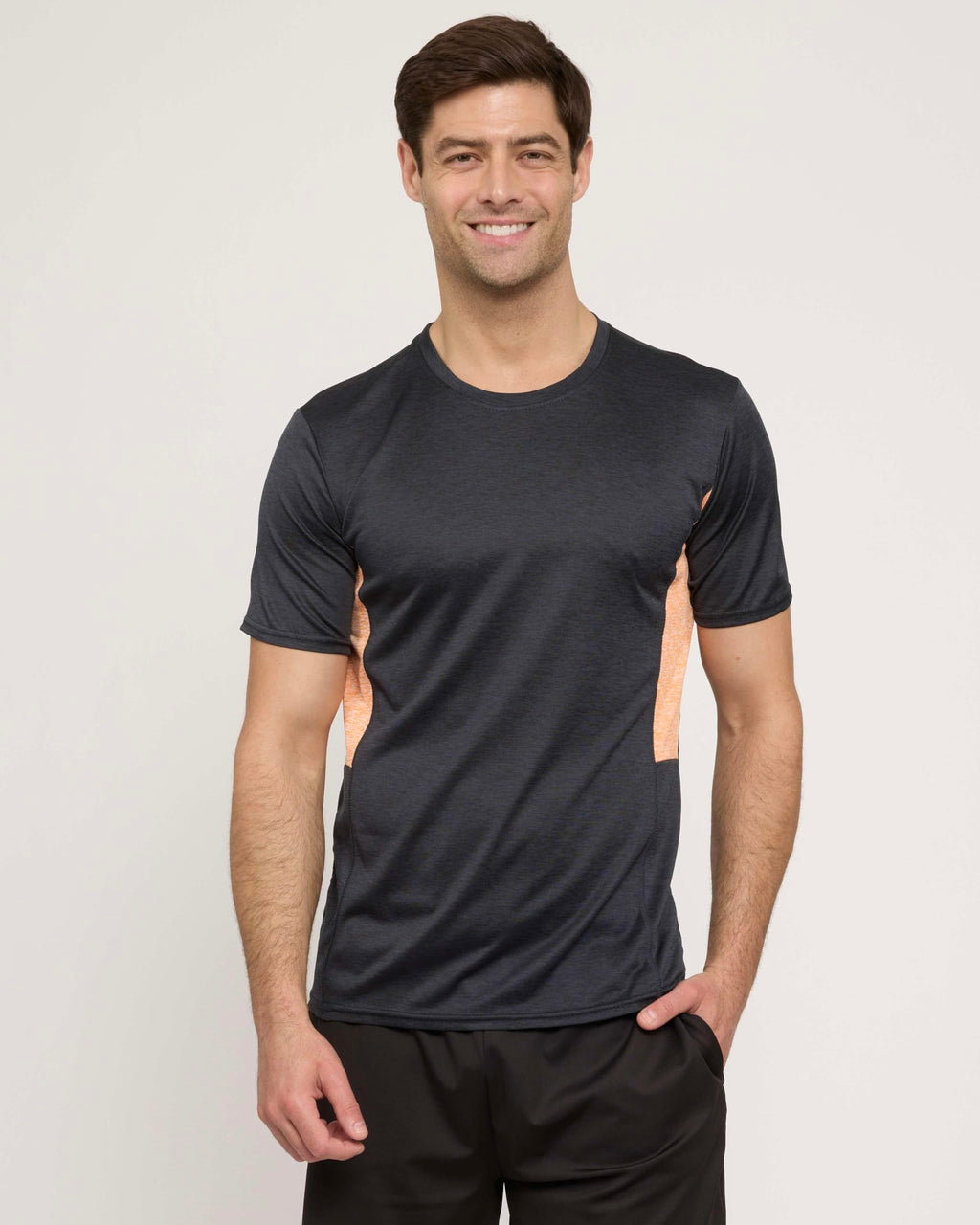 Real Essentials 5 Pack: Men's Dry-Fit Short Sleeve Crew Neck T Shirts Fitness Running Gym Workout Cool Exercise Athletic Tee, Set 7, Large