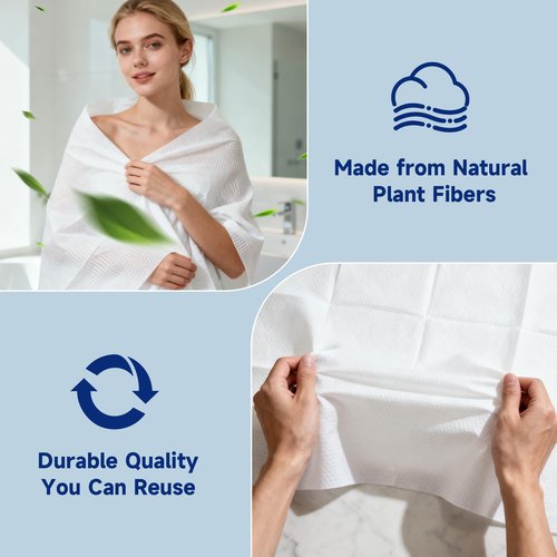 ANKEXIN Disposable Bath Towels 6 Pack, 55" x 27.5" Thick Large Travel Towels Sets, Individually Wrapped, Portable Towels for Travel, Spa, Camping, Hotel Use