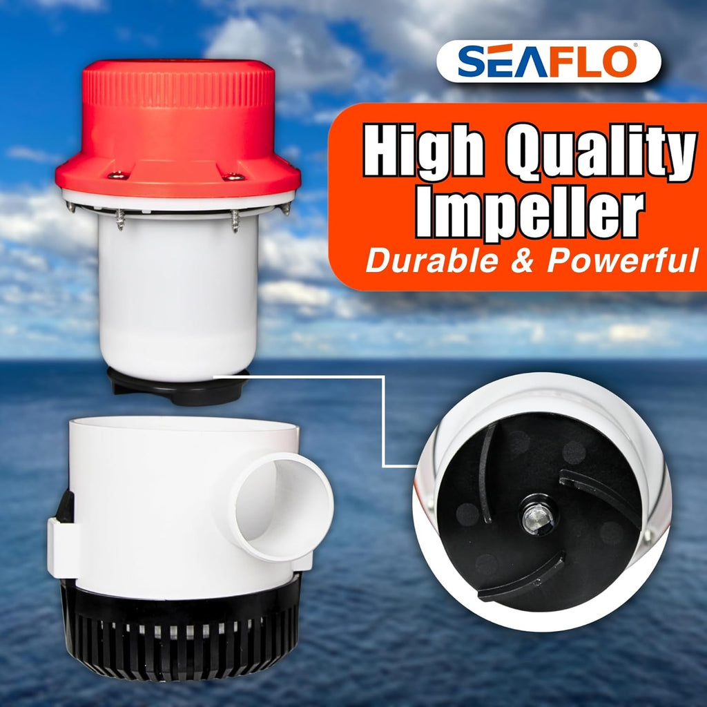 SEAFLO 01 Series 4700 GPH Bilge Pump - 12V Marine Submersible Pump with Anti-Airlock Protection | 4-Year Warranty