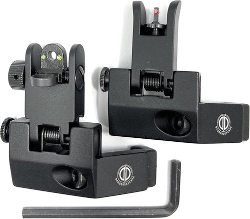 Dagger Defense Fiber Optic BUIS | Canted Iron Sights with Spring Loaded Deployment