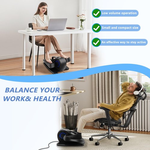 Rollingsurfer Under Desk Elliptical Machine, Adjustable Speeds Electric Trainer with Remote, Portable Seated Pedal Leg Exerciser for Teens Seniors and Adults