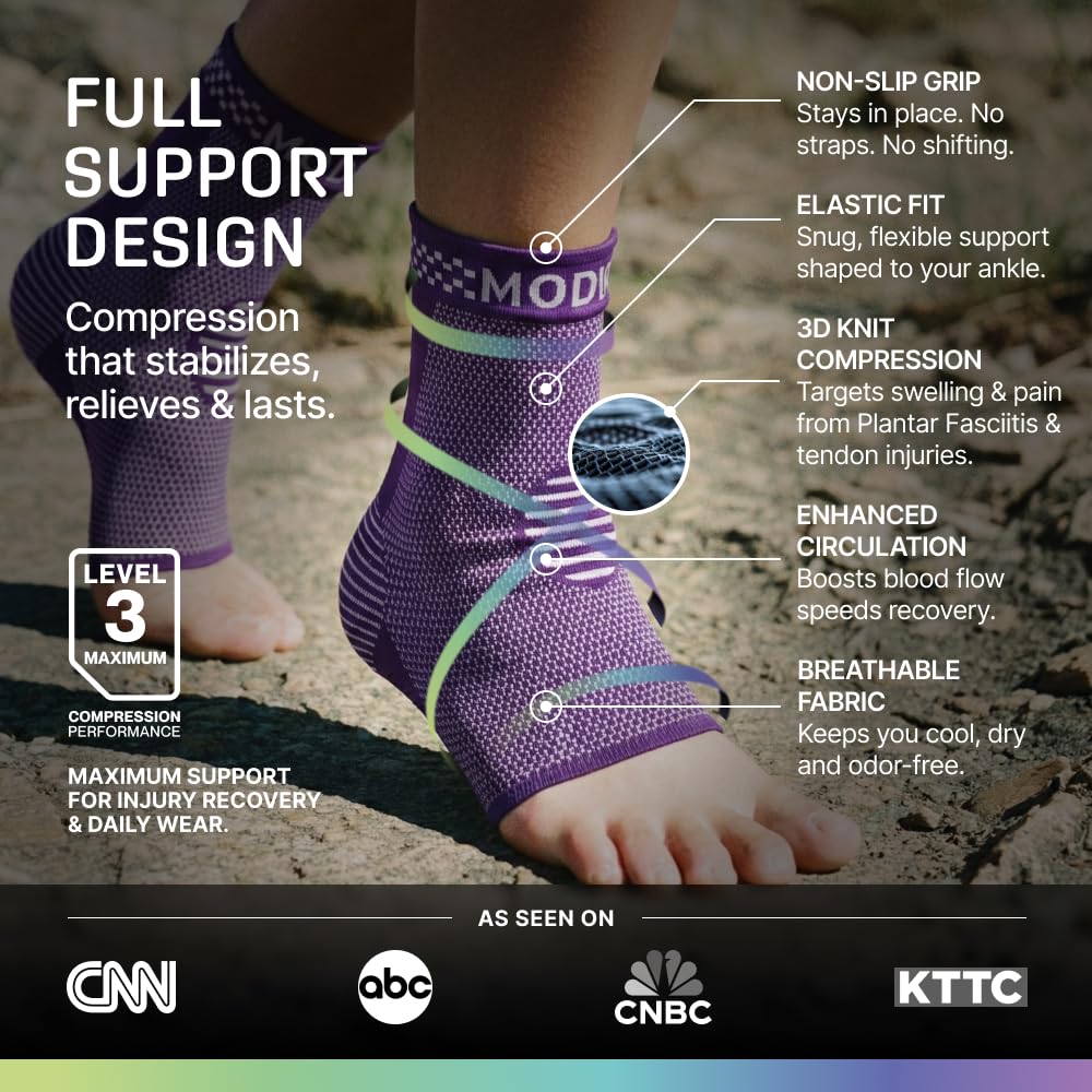 Modvel Foot & Ankle Brace Socks for Sprained Ankle Compression Sleeve - Foot Support for Women & Men - Tendonitis & Arthritis Ankle Brace Sports Running, Torn Ligaments & Women Stabilizing Ankle Wrap
