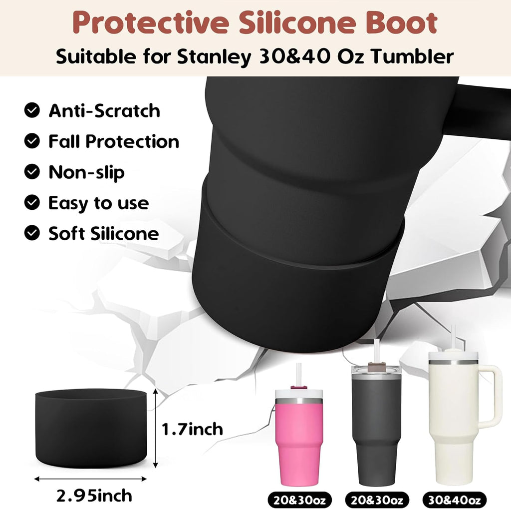 Stanley Cup Accessories Set - 2 Straw Covers, 1 Silicone Boot & 3 Spill-Proof Stoppers | Fits 30 & 40 Oz Tumblers