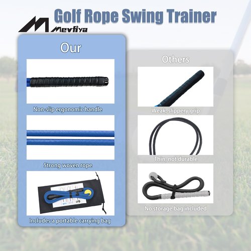 Mevfiya Golf Rope Swing Trainer – Golf Swing Speed Trainer & Golf Swing Aid for Improving Tempo, Rhythm, Flexibility, and Strength | Professional Golf Training Aid for Warm-Up & Swing Practice（Black）