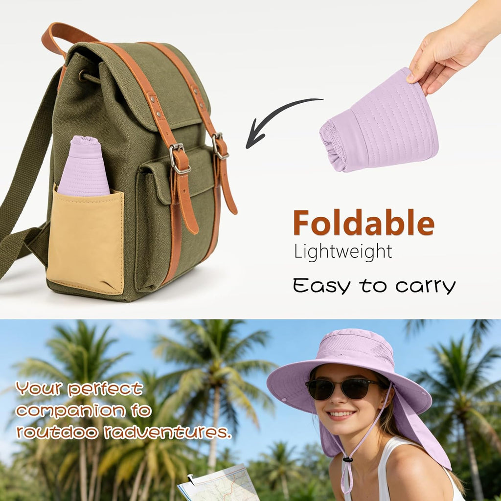 ZOORON Sun Hat - Waterproof Fishing Hat with Neck Flap | UPF 50+ Wide Brim for Hiking & Safari