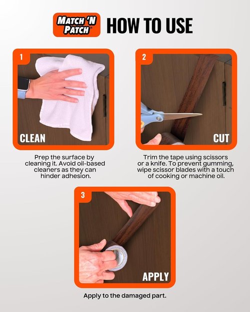 MATCH 'N PATCH Wood Grain Repair Tape - Dark Walnut | 2.25 in x 15 ft | Ideal for Furniture Scratch Repair
