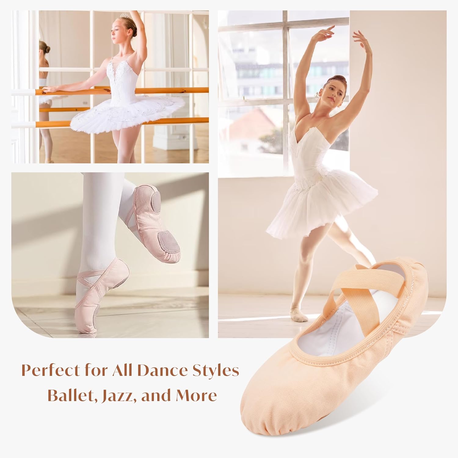Stelle Ballet Shoes for Women - Stretchy Canvas Dance Slippers | Non-Slip Yoga Flats