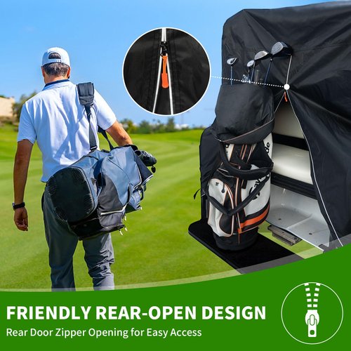 Tecoom 2/4 Passenger Golf Cart Cover Fits for Yamaha EZGO Club Car, 300D Waterproof Durable Oxford Fabric with Zipper Doors/Windproof Buckle, All Weather Outdoor Heavy Duty Rain Enclosure Universal