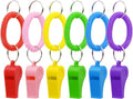 PENTA ANGEL Sport Whistle - Loud & Clear Plastic Whistles with Stretchable Wrist Keychain | 6-Pack