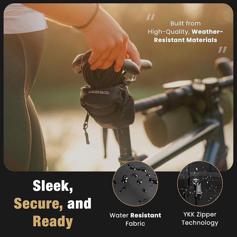 Secure Hook & Loop Saddle Bag 0.5L Medium Black - Bicycle Bike Accessory
