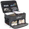 Thionyee 2-Layer Golf Car Trunk Organizer with Separate Ventilated Shoe Compartment, Waterproof Design for Golf Balls, Tees, Clothes, Gloves, Accessories, Ideal Golf Gift (Dark Grey)