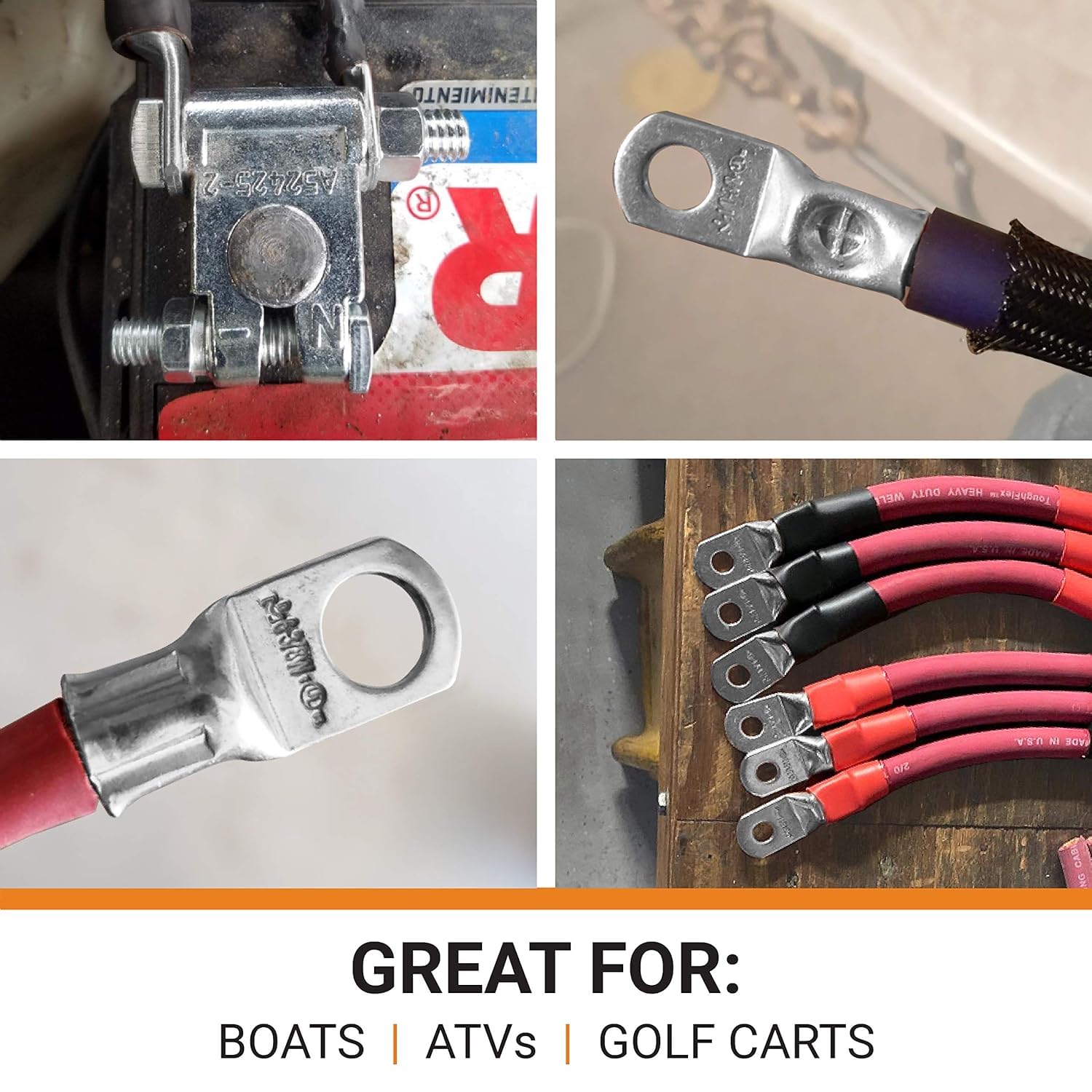 SELTERM 25pcs 6 AWG Marine Grade Tinned Copper Battery Cable Lugs - Durable Ring Terminals for Reliable Connections