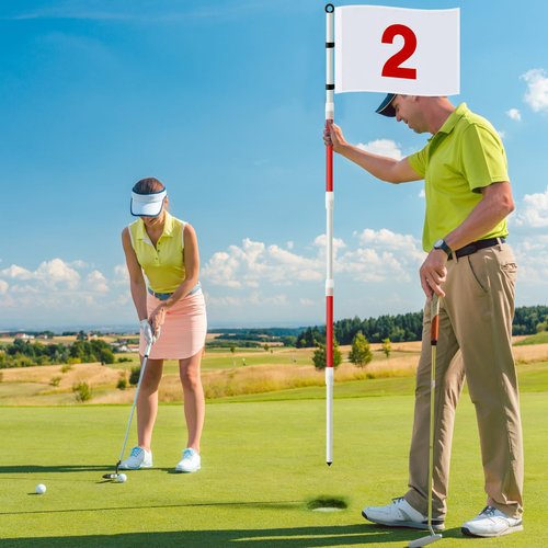 Threehoney 3 Pack Golf Flag Stick 6ft Putting Flag Golf Hole Cup Pole Pin Numbered Flags for Driving Range Backyard Yard Course Putting Green and Chipping Greens Gifts