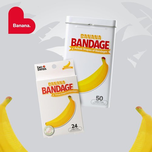 BioSwiss Self-Adhesive Bandage Set - Banana Shaped, Latex Free, Sterile Wound Care | 50 Count