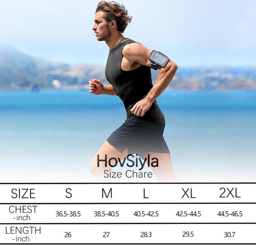 HovSiyla Men's Compression Shirt - Cool Dry Sleeveless Baselayer for Athletic Workouts | Black