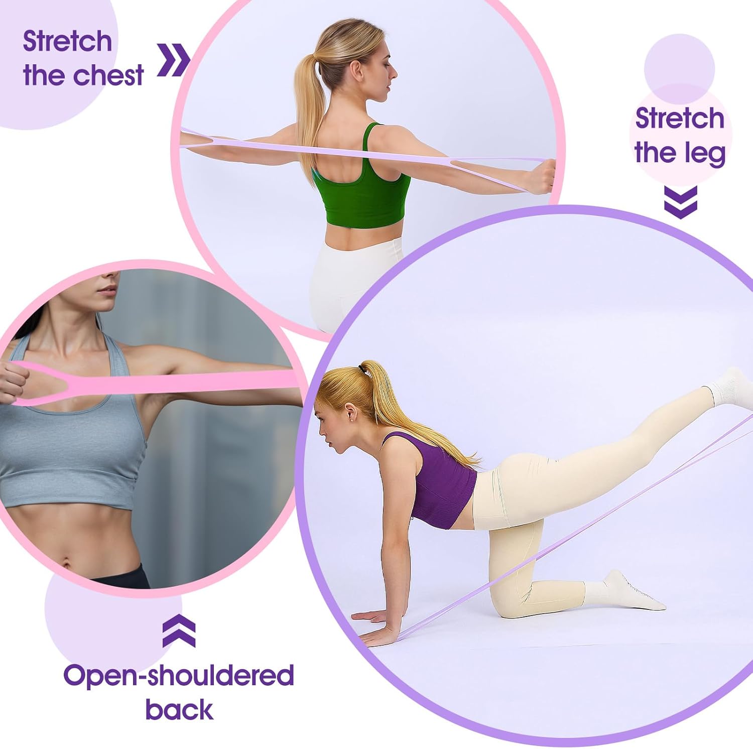 Skiennix Resistance Bands - Figure 8 Elastic Exercise Bands with Handles for Yoga & Pilates - Portable Home Gym Equipment
