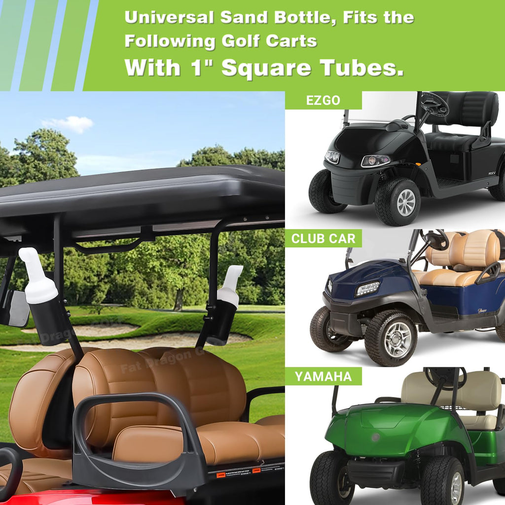 Panglong Golf Cart Sand Bottle with Holder, Universal No-Drilling Golf Sand Bottle, Divot Filler Sand Bottle for Yamaha Club Car EZGO with 1" Square Tube Bracket; Large Capacity, Rattle Proof Holder