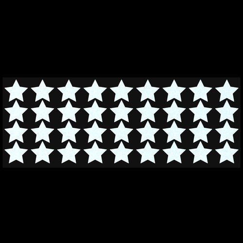 LiteMark Reflective White 1 Inch Stars Sticker Decals for Helmets, Bicycles, Strollers, Wheelchairs and More - Pack of 36