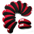 Variation Red-Black: Neoprene Golf Iron Head Covers Set, 11 Pieces - Fits Right-Handed For M5 M6 Taylormade, Callaway, PXG