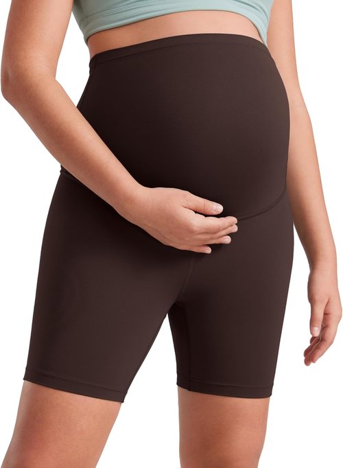 CRZ YOGA Maternity Biker Shorts - Buttery Soft Over The Belly Activewear for Women | 6-Inch Length