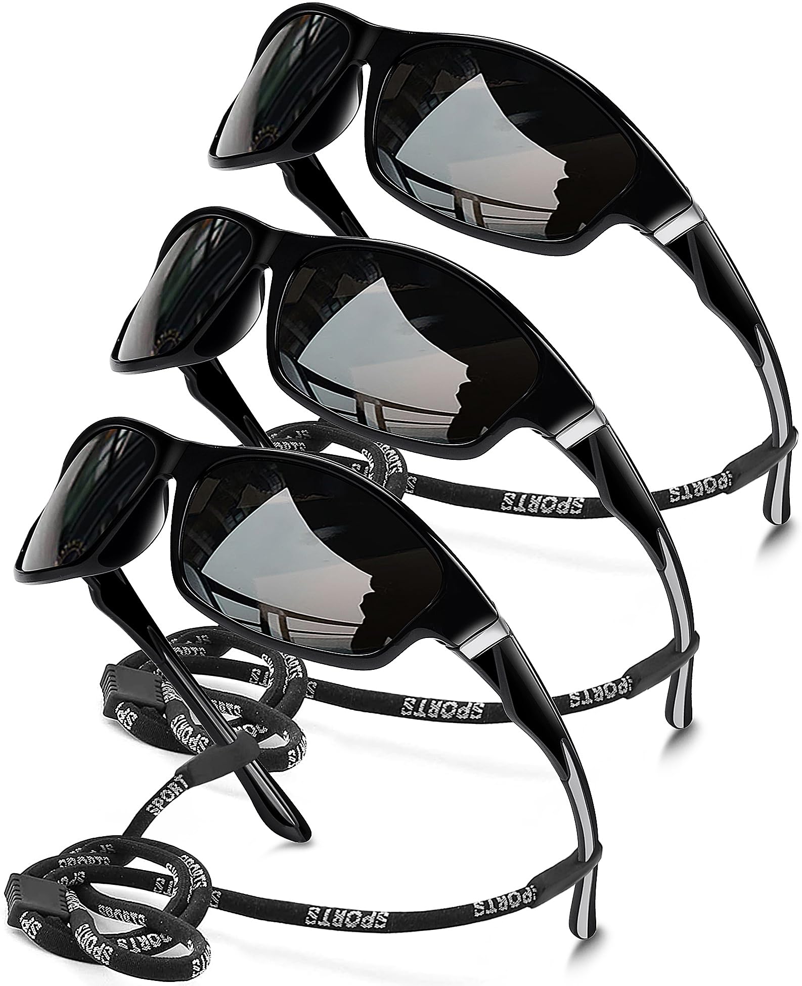 AWGSEE Polarized Sports Sunglasses for Men, UV400 Protection Lightweight Wrap Around Sun Glasses for Cycling Fishing Driving