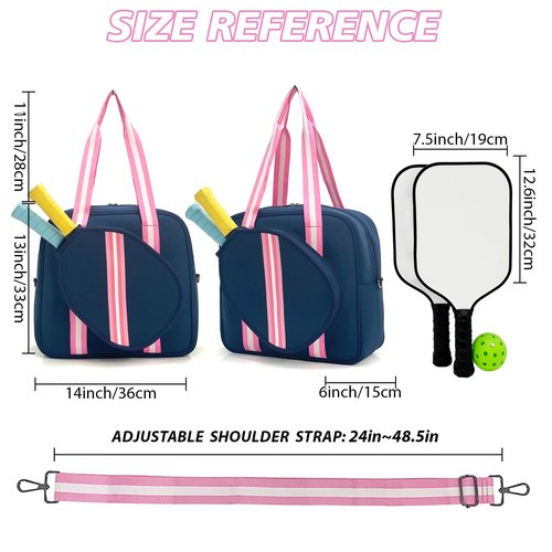 SPELIKO Cute Women's Pickleball Sling Bag Tote, Navy Striped