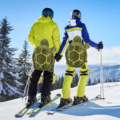 3pcs Turtle Butt Pads for Snowboarding Ski Protective Gear Set Cute Turtle 3D Hip Protectors for Skating Tortoise Cushion Padded Turtle Knee Pad for Kids Adults Skiing Roller Protection (Green)
