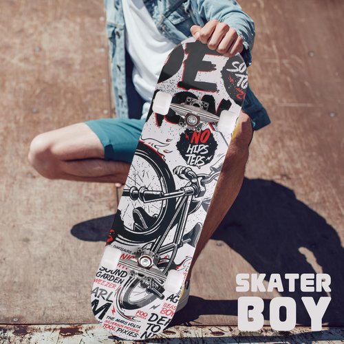 Professional Double Kick Skateboard, 31 inch Maple Deck, ABEC-9 Bearings, 95A PU Wheels, Custom Graphic Design (bat King(T-Tool Included), 31in)