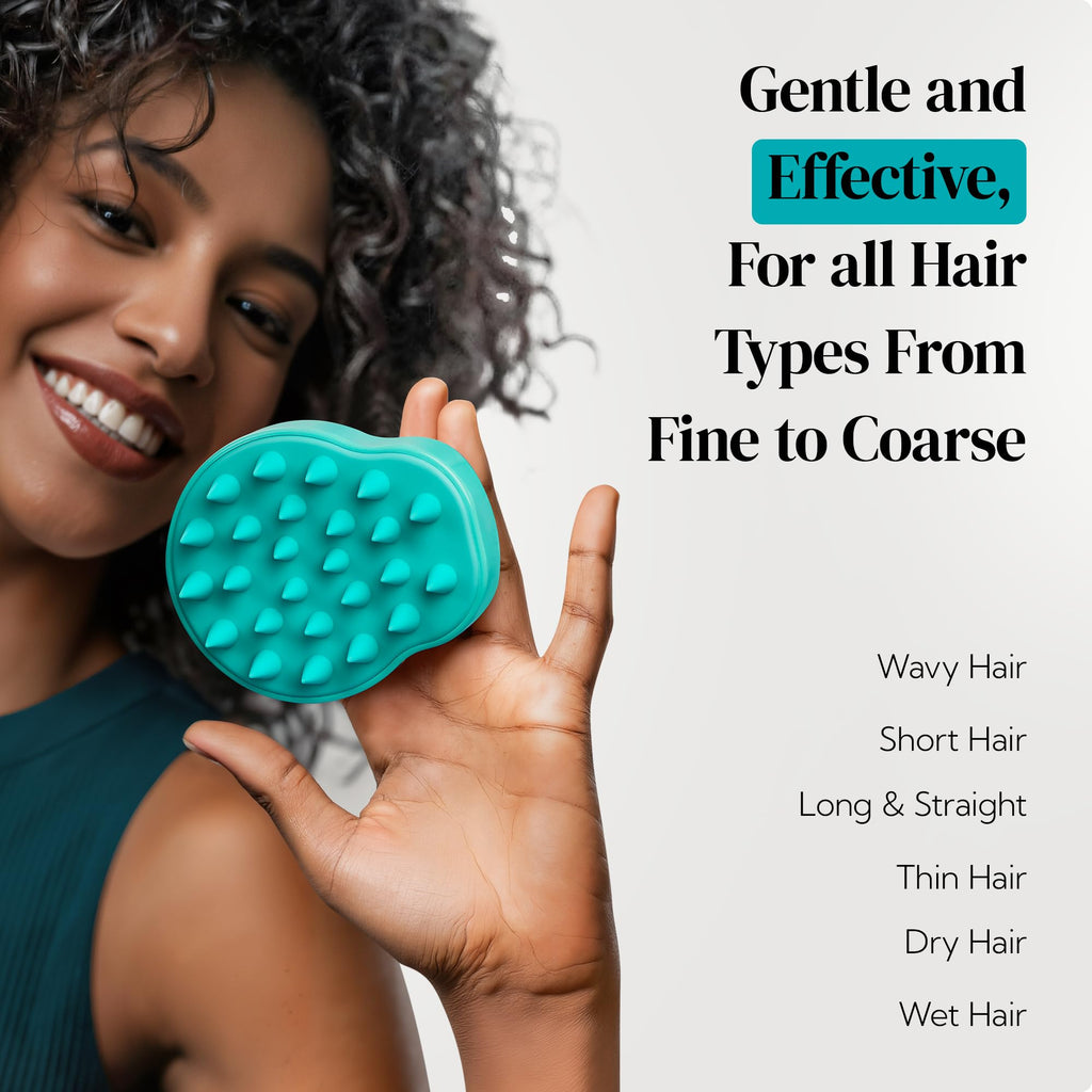 HEETA Hair Scalp Massager Shampoo Brush 2 Pack, Soft Silicone Bristles to Remove Dandruff, Waterproof Hair Scrubber for Both Wet Dry Use, Suitable for Men & Women (Green & Black)