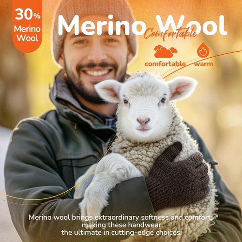 Heat equation Merino Wool Gloves for Men Women, Touch Screen Warm Glove Liners Thermal Soft Knit Lining for Winter Running Hiking L/XL Black Gray