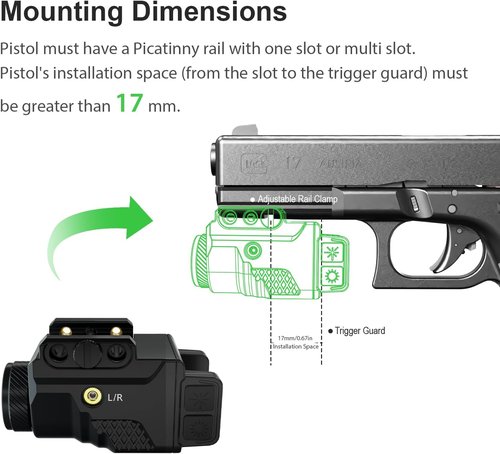 GAZESHOT Mini 700 Lumen Pistol Light Laser Combo Weapon Light Tactical Flashlights, Magnetic USB Rechargeable with Blue Beam Sight and Strobe Mode for GL and Picatinny Rail