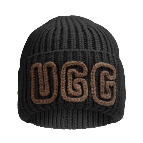 UGG, Womens, Chunky Crafted Rib Beanie, Black, One Size