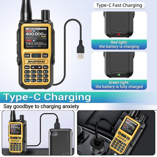 Baofeng UV-5R Mini Ham Radio Long Range Handheld Two Way Radios NOAA Weather Radio Rechargeable Walkie Talkies Dual PTT APP Programming Copy Frequency 999CH with USB-C Charging Survival Radio